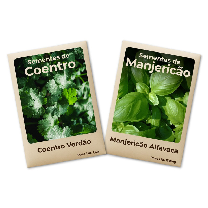Sementes Coentro-Manjericão Plante o Ano Todo Cultivo Fácil e Produtivo -Kit 2 Pct