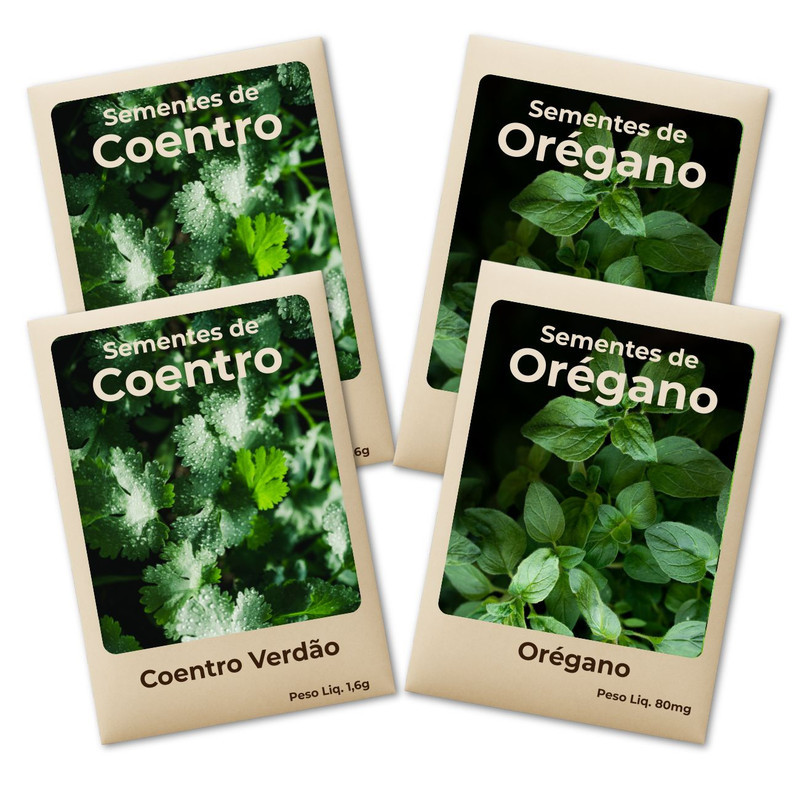 Sementes-Orégano Coentro Plante o Ano Todo Cultivo Fácil e Produtivo -Combo 4 Pct