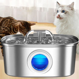 Newpet 3.2L Bebedouro De Água Para Gatos Fonte 5V Em Aço Inoxidável Dispensador De Estimação Janela Transparente Design