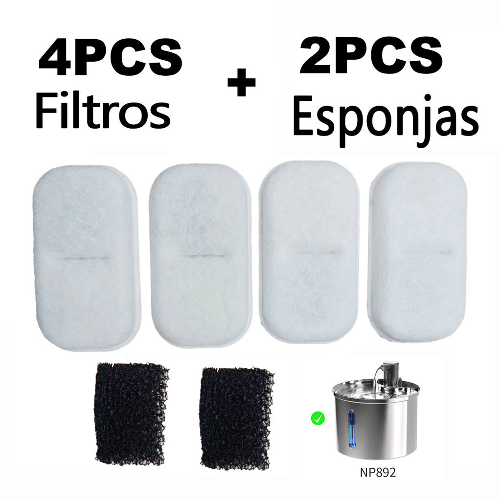 Newpet Kit 6 Filtros Refil Para Fonte de Água Para Gatos e Cães para NP892