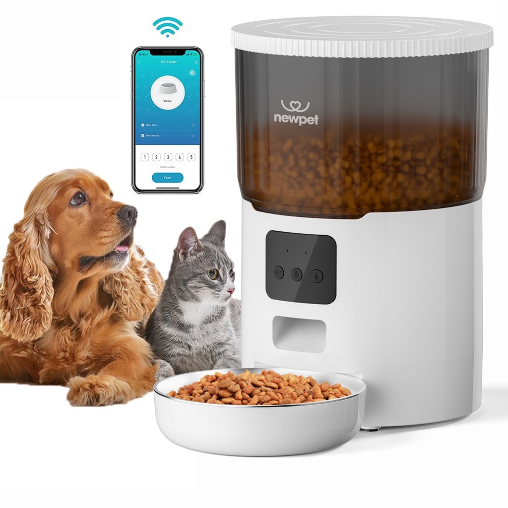 Newpet 4L Alimentador Automático De Animais De Estimação Dispensador Inteligente De Alimentos Para Cães Tigela De Aço em Oferta na Shopee