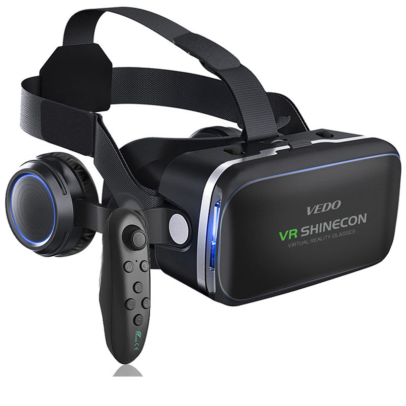 Óculos VRG VR De Realidade Virtual 3D Com Tela Total E Largo Filme 3D + Controle em Oferta na Shopee