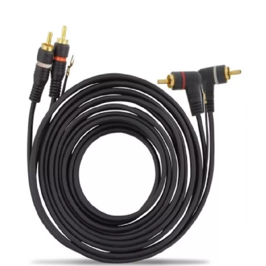 01 Cabo Rca 2 X 2  com Fio Terra 5 metros Áudio Som  e Som Automotivo Flex Preto em Oferta na Shopee