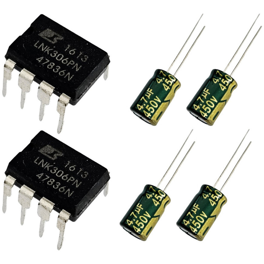 Kit 2 Lnk 306pn + 4 Capacitor 4,7uf 450v P/ Reparo Placa Lavadora