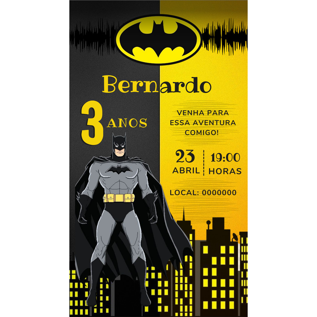 Kit 20 convites  de aniversário personalizado Batman Mod 04