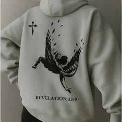 Blusa Moletom Masculino anjo caindo Casual Flanelado Bolso e Touca Revelation