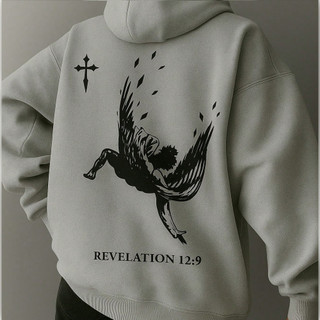 Blusa Moletom Masculino anjo caindo Casual Flanelado Bolso e Touca Revelation