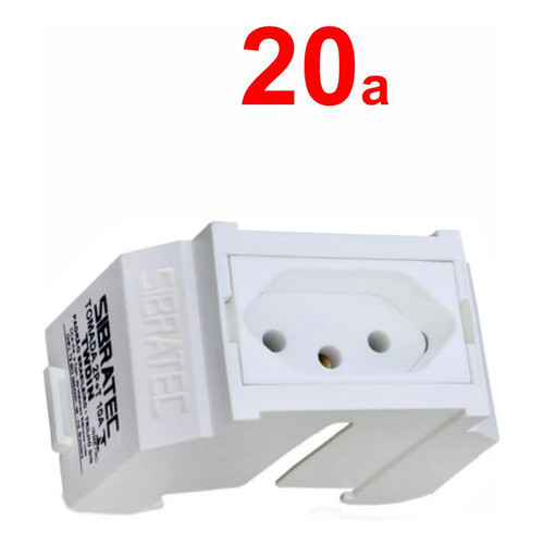 Tomada Fixador Trilho Din 20a 2p+t 250v Branca Ou Vermelha Padrão NBR