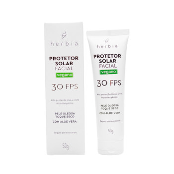 Protetor Face Pele Oleosa Herbia FPS30 | Mineral, Hipoalergênico, Toque Seco