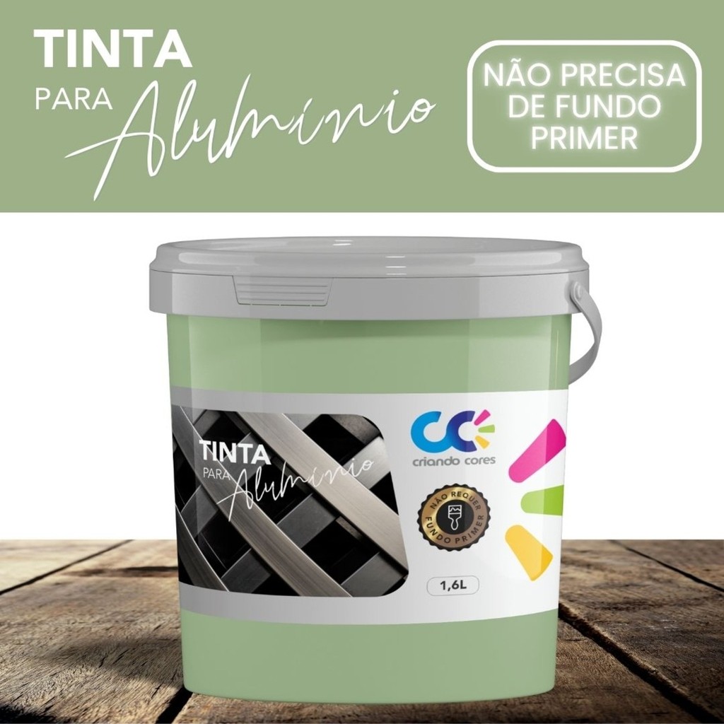 Tinta para Aluminio Menta 1,6 Kg Pintar Porta Portão e Grade Alta Aderência Sem Primer Promoção