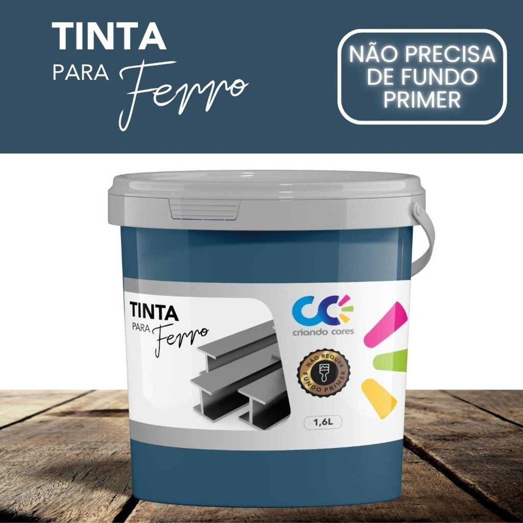 Tinta para Ferro Azul Petroleo 1,6 Kg Pintar Porta Grade e Portão Alta Aderência em Promoção