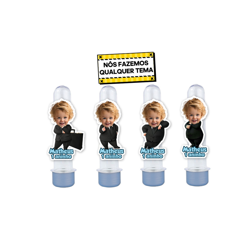 15 Apliques 3d para Tubete 13cm Tag Personalizado Toppers com Foto decoração rostinho Poderoso Chefinho