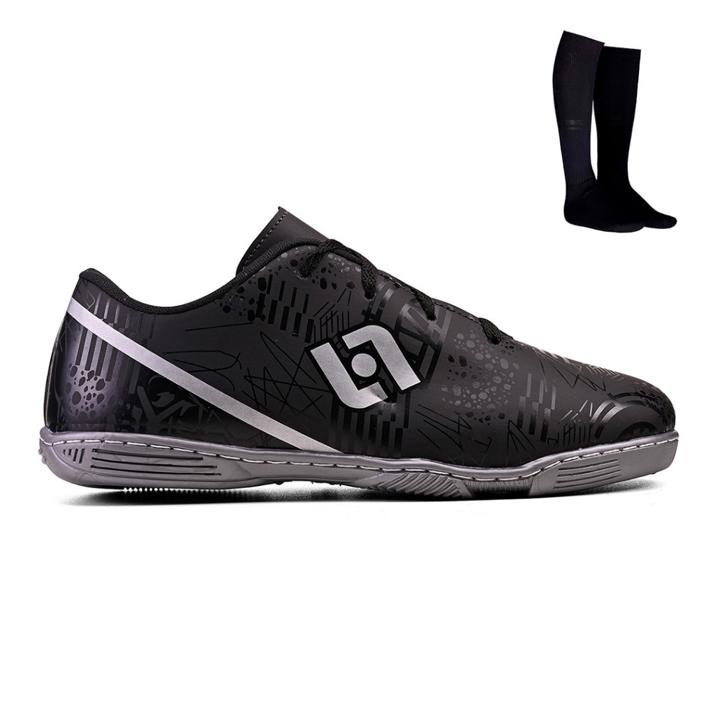 Kit Chuteira Infantil Futsal Futebol Salao Quadra Costurada Light + Meiao