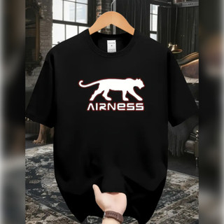 T-shirt gráfica "AIRNESS" para homem - Algodão macio e respirável, decote redondo casual, manga curta para verão ao ar 
