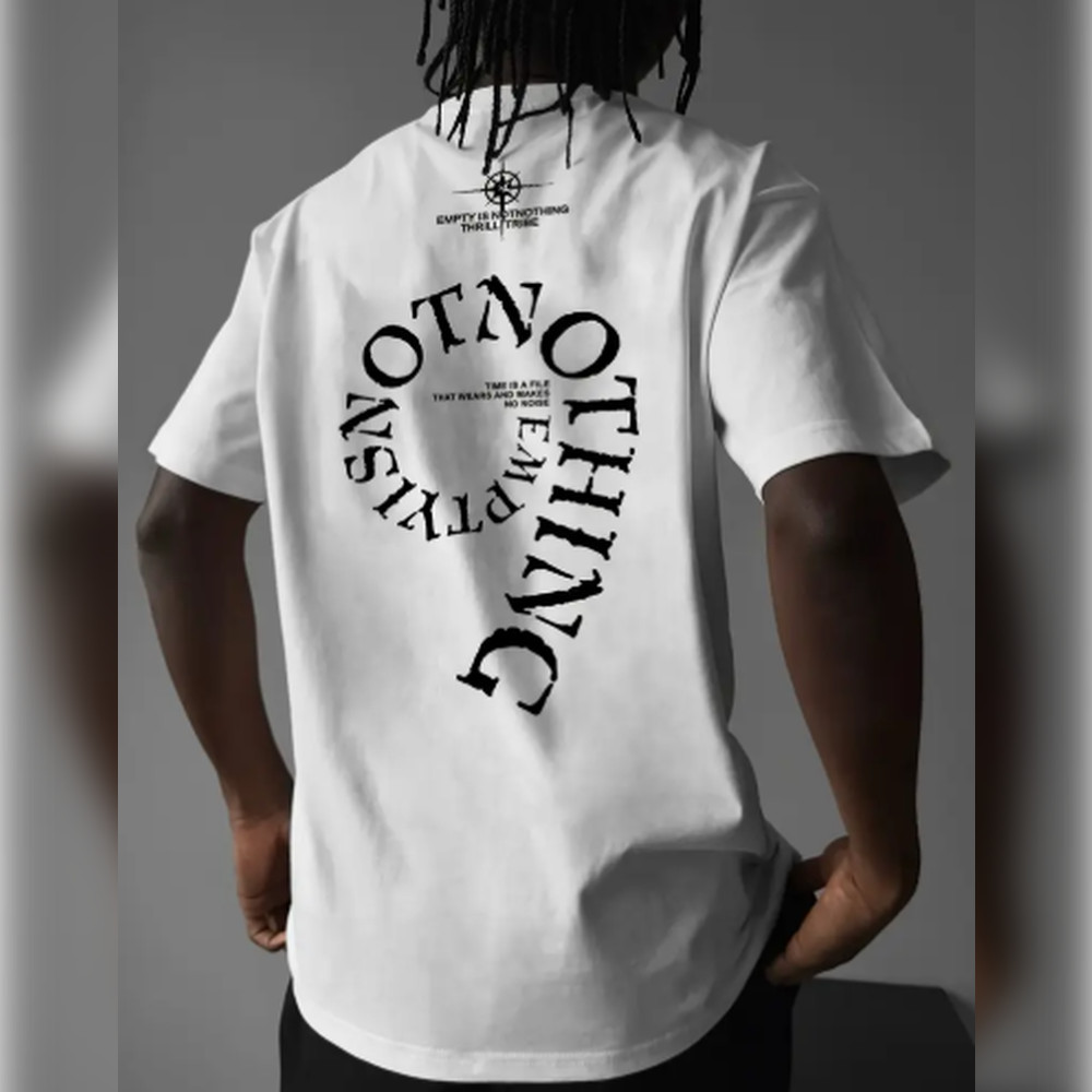 T-shirt masculina "NO22.86cm Y2K Streetwear Graphic Tee" - T-shirt casual de manga curta com design "NOTHING MATTERS",