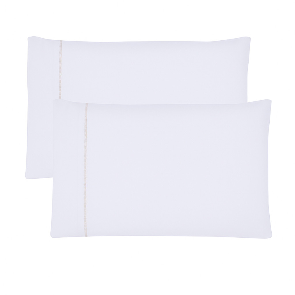 Kit 2 Par Fronhas Sem Aba 300 Fios Micropercal 70x50cm Ponto Palito Suave Travesseiro Confortável