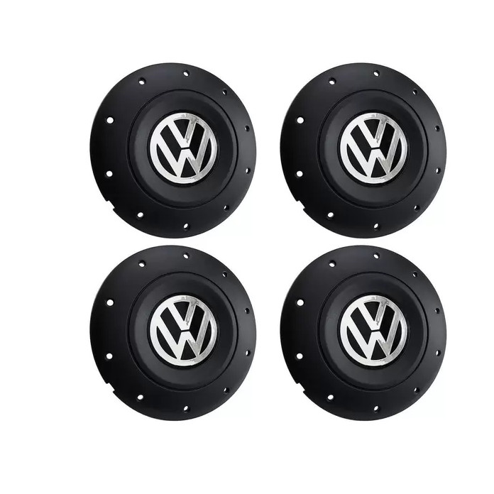 Jogo Calotas Centro P/ Roda Ferro Vw MOD: Amarok Aro 14 / 15 Gol Voyage Saveiro G3 G4 G5 G6 Santana Parati + 4 Adesivos