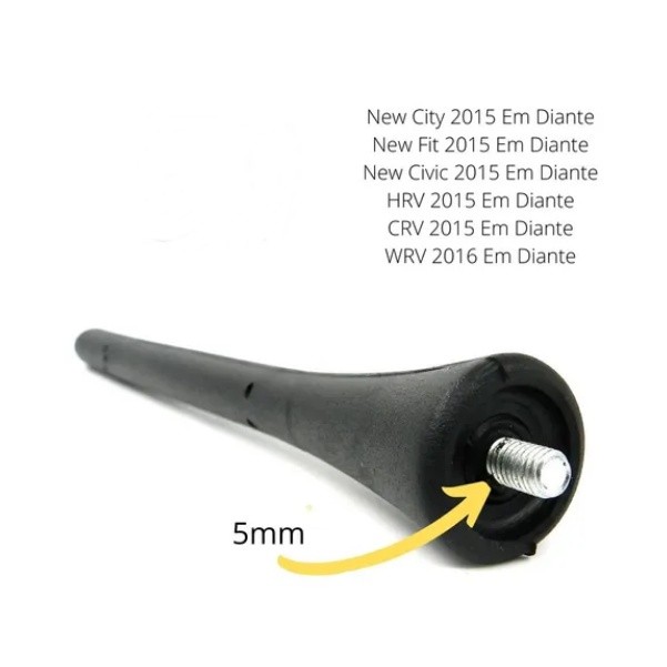 Antena AM/FM de Teto Honda City New Fit Crv Civic Hrv Wrv (funcional) 2016 a 2020 - 17,5cm rosca M5