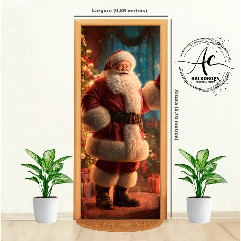 CAPA DE PORTA PAPAI NOEL NATAL EM TECIDO SUBLIMADO 3D 2025  VARIOS MODELOS