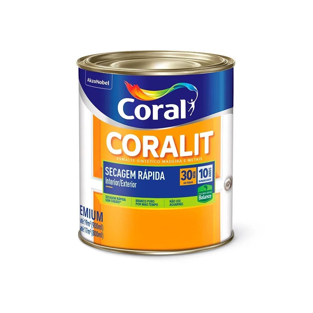 Esmalte Brilhante Base d' Água Coral Secagem Rápida 900ml