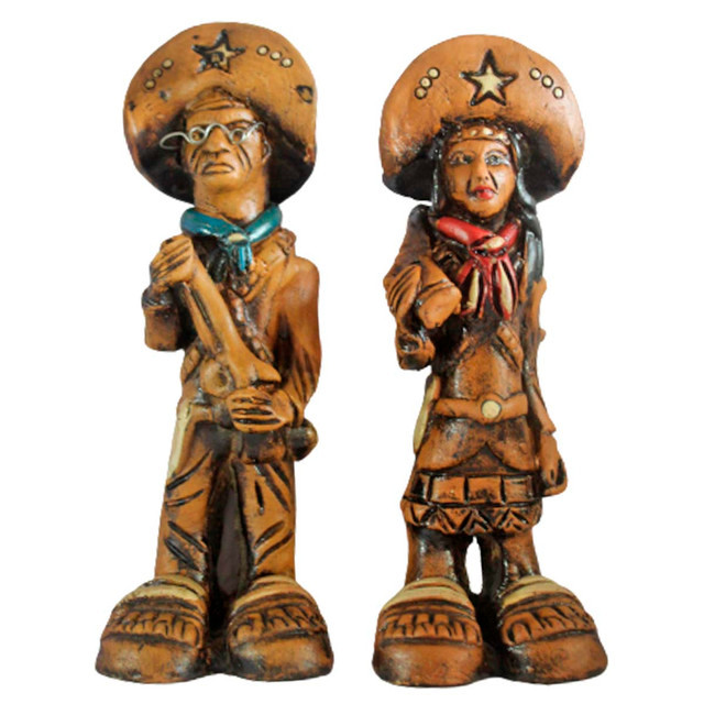 lampião e maria bonita em barro escultura