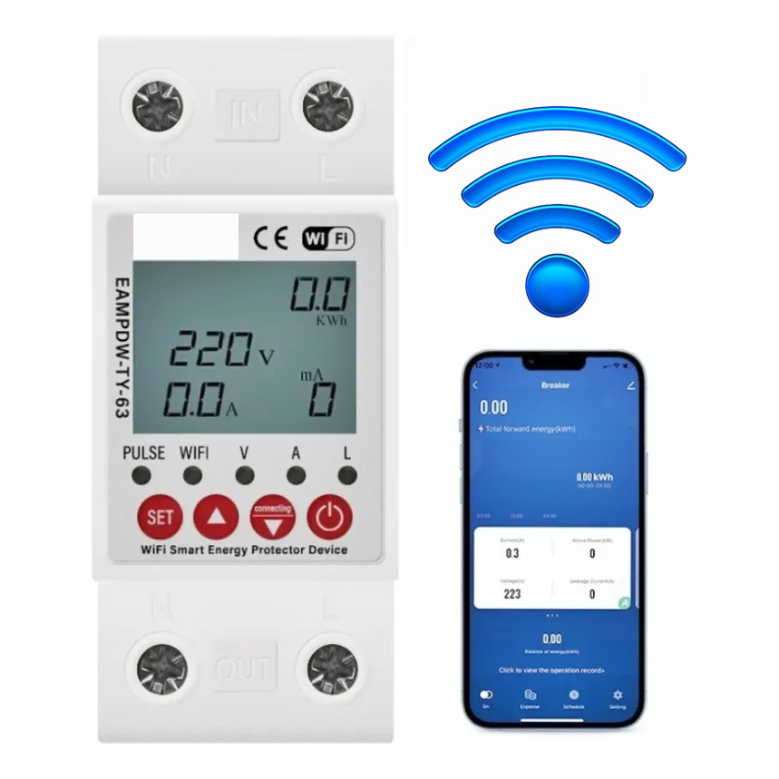 Medidor Energia Relé Wi-Fi Desligue à Distância Smartphone