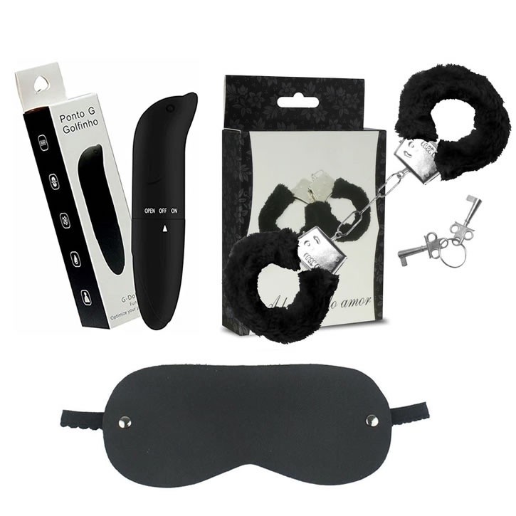 KIT Fetiche: Vibrador Ponto G + Algema Sexual + Venda - SEX SHOP