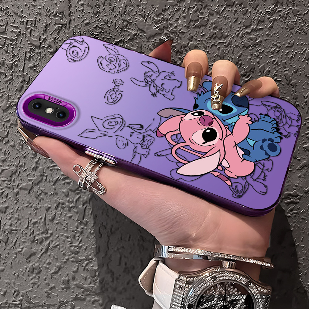 Capa Para iPhone XS MAX normal Capinha De Silicone Anti choque roxo Celular verde estampada casal criativa Case CY2914 em Oferta na Shopee