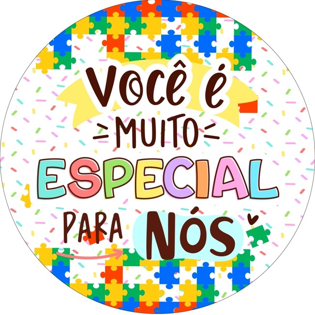 PRONTA ENTREGA PAINEL REDONDO DE MESA 50CM AUTISMO  VOCE É MUITO ESPECIAL COM ELASTICO TECIDO SUBLIMAÇÃO TAM 50CM 53610