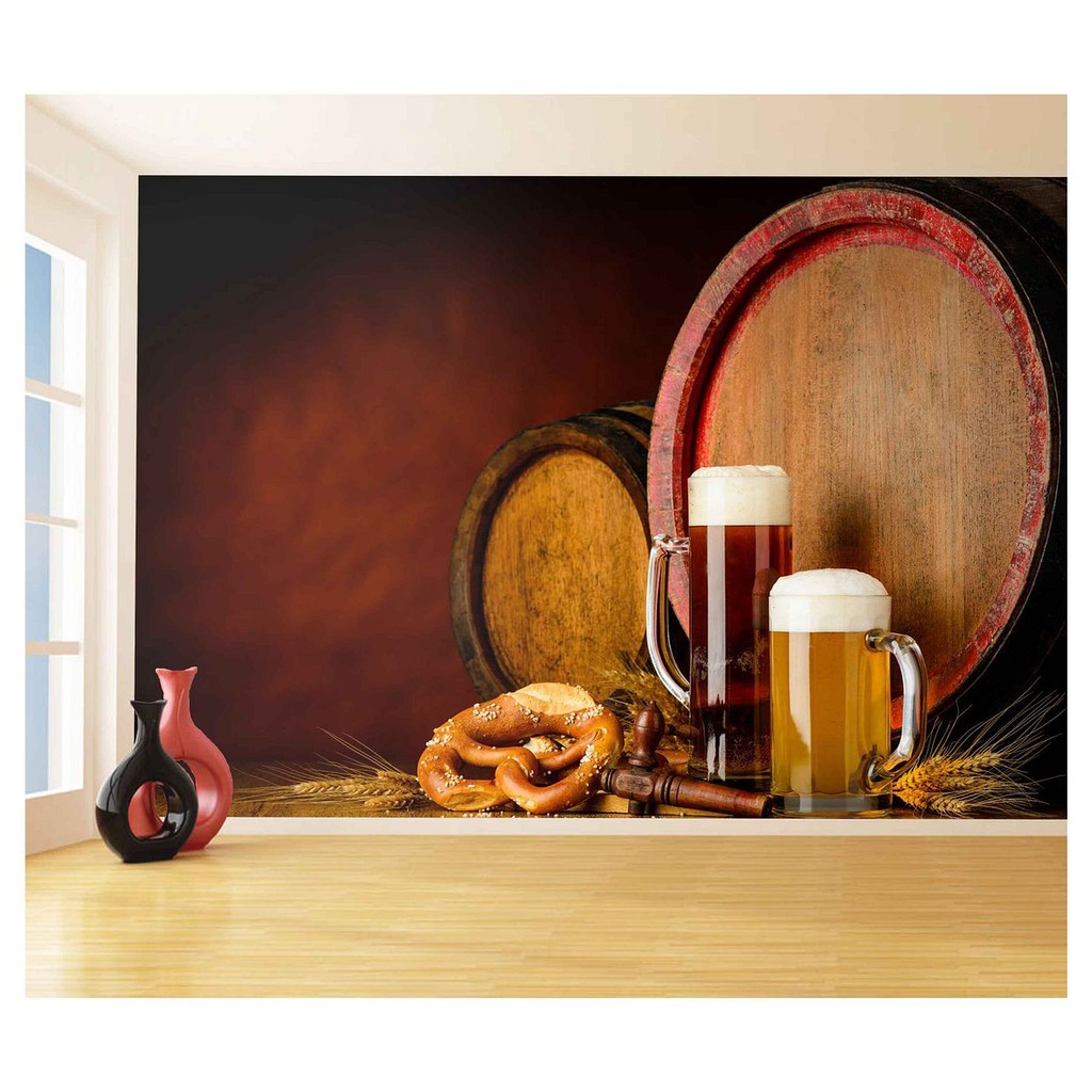 Papel de Parede - Adesivo de Parede Decorativo Cerveja bebida barril Lupulo 3D m² AL71