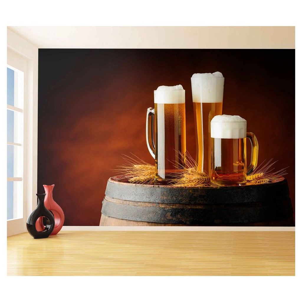 Papel de Parede - Adesivo de Parede Decorativo Cerveja bebida barril caneca 3D m² AL84