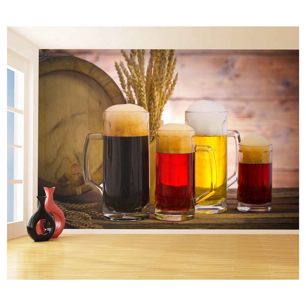 Papel de Parede - Adesivo de Parede Decorativo Cerveja bebida barril caneca 3D m² AL86