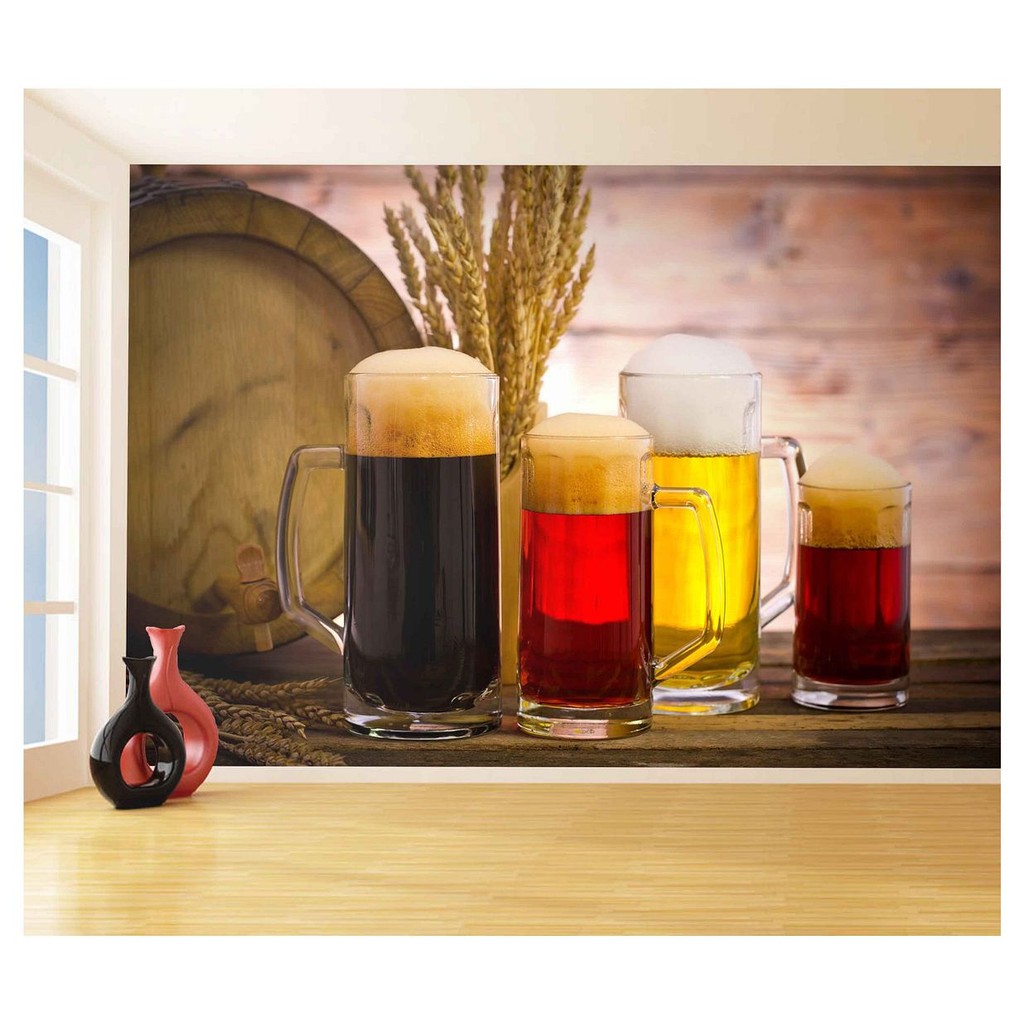 Papel de Parede - Adesivo de Parede Decorativo Cerveja bebida barril chope 3D m² AL105