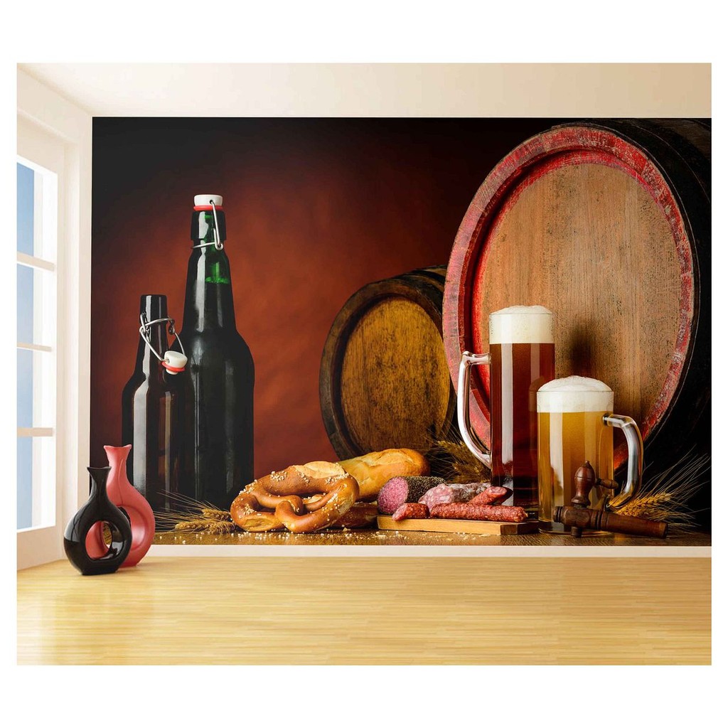 Papel de Parede - Adesivo de Parede Decorativo Cerveja bebida barril caneca m² AL106