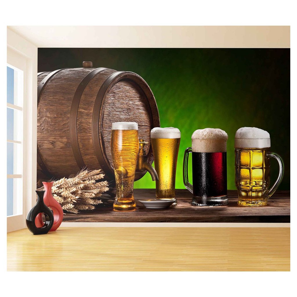 Papel de Parede - Adesivo de Parede Decorativo Cerveja bebida barril chopp 3D m² AL107