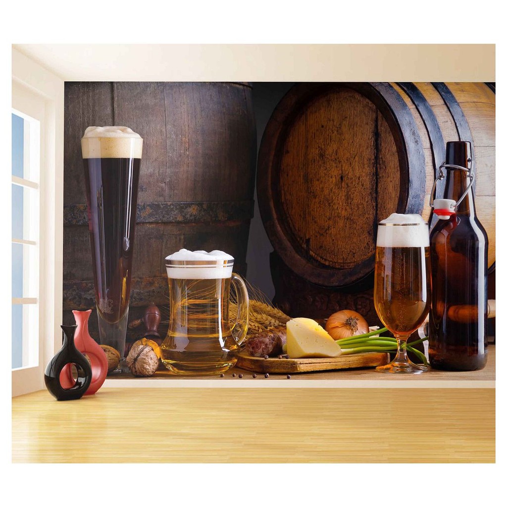 Papel de Parede - Adesivo de Parede Decorativo Cerveja bebida caneca chopp 3D m² AL109