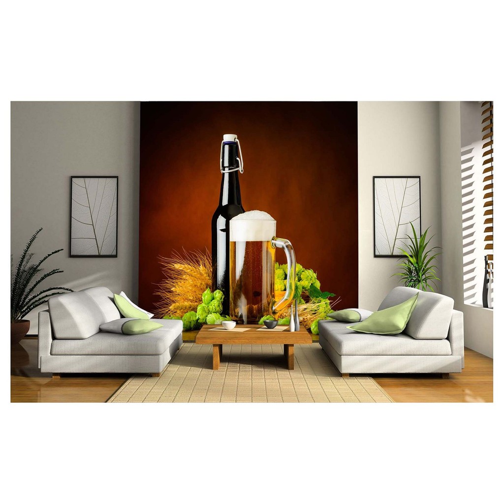 Papel de Parede - Adesivo de Parede Decorativo Cerveja Lupulo cevada caneca m² AL111