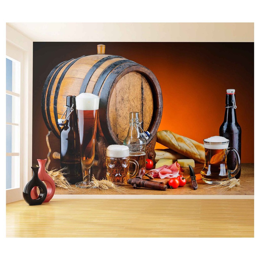 Papel de Parede - Adesivo de Parede Decorativo Cerveja bebida barril caneca m² AL209