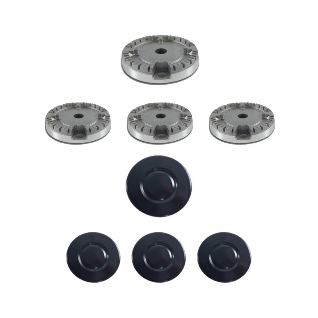 Kit Queimadores + Espalhadores Fogão Atlas Cook Top 4 Bocas 1G 3P Diâm. do Espalhador Gd Ø 10,0 - Pq Ø 7,5 Cm