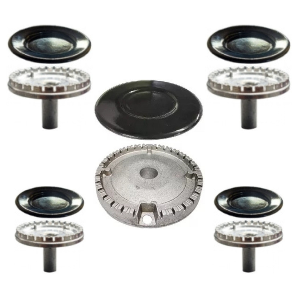 Queimador + Espalhador Fogão Atlas Mônaco Top Glass 5 Bcs 1G 2M 2P Diâm. do Espalhador Gd Ø 10,0 Md. Ø 8,0 Pq Ø 6,8 Cm