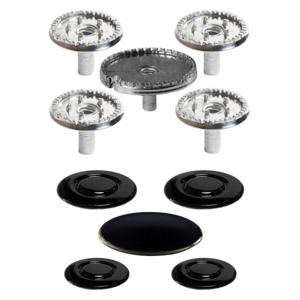 Kit Queimadores + Espalhadores Fogão Atlas Genova 5 Bcs 1G 2M 2P Diâm. do Espalhador Gd Ø 11,0 - Md. Ø 8,0 - Pq Ø 7,0 Cm