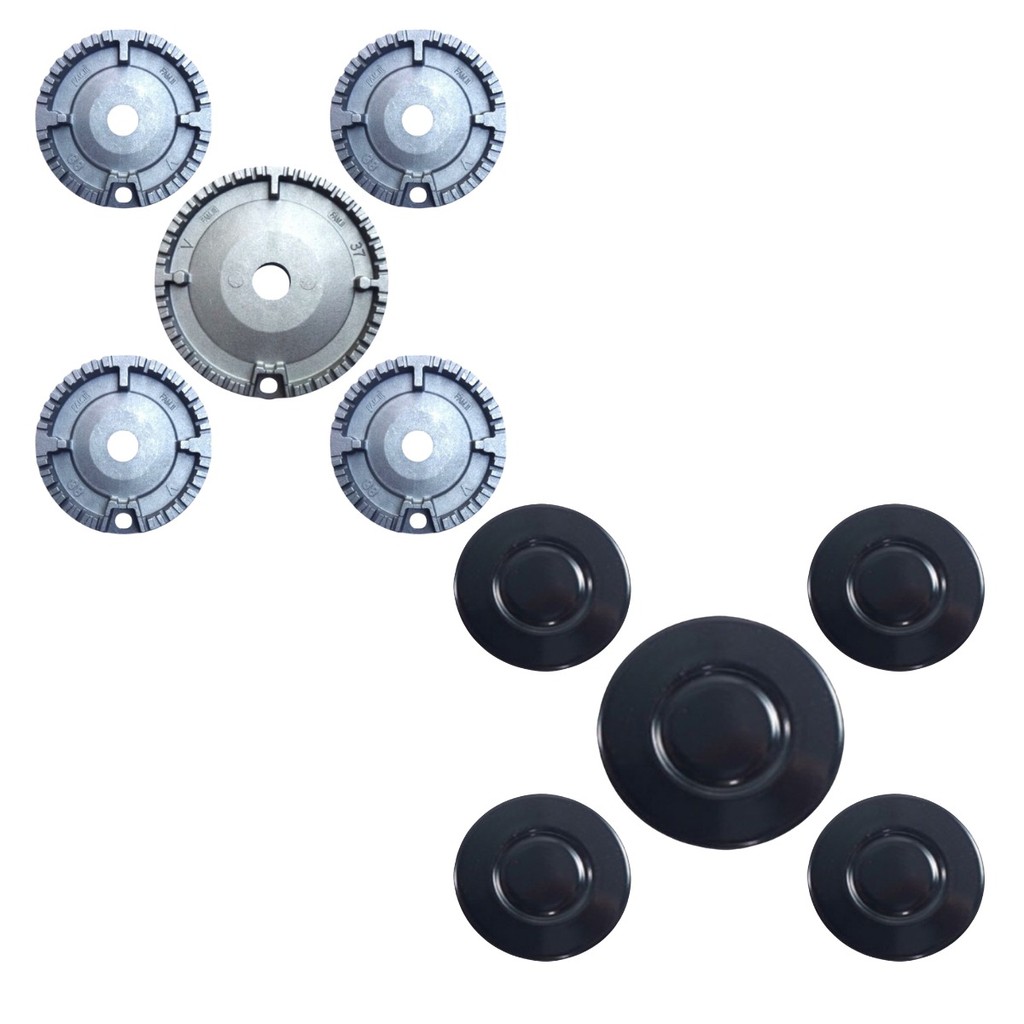 Kit Queimador + Espalhador Fogão Atlas Cooktop U.Top Glass 5 Bcs 1G 4P Diâmetro do Espalhador Gd Ø 10,0 - Pq Ø 7,5 Cm