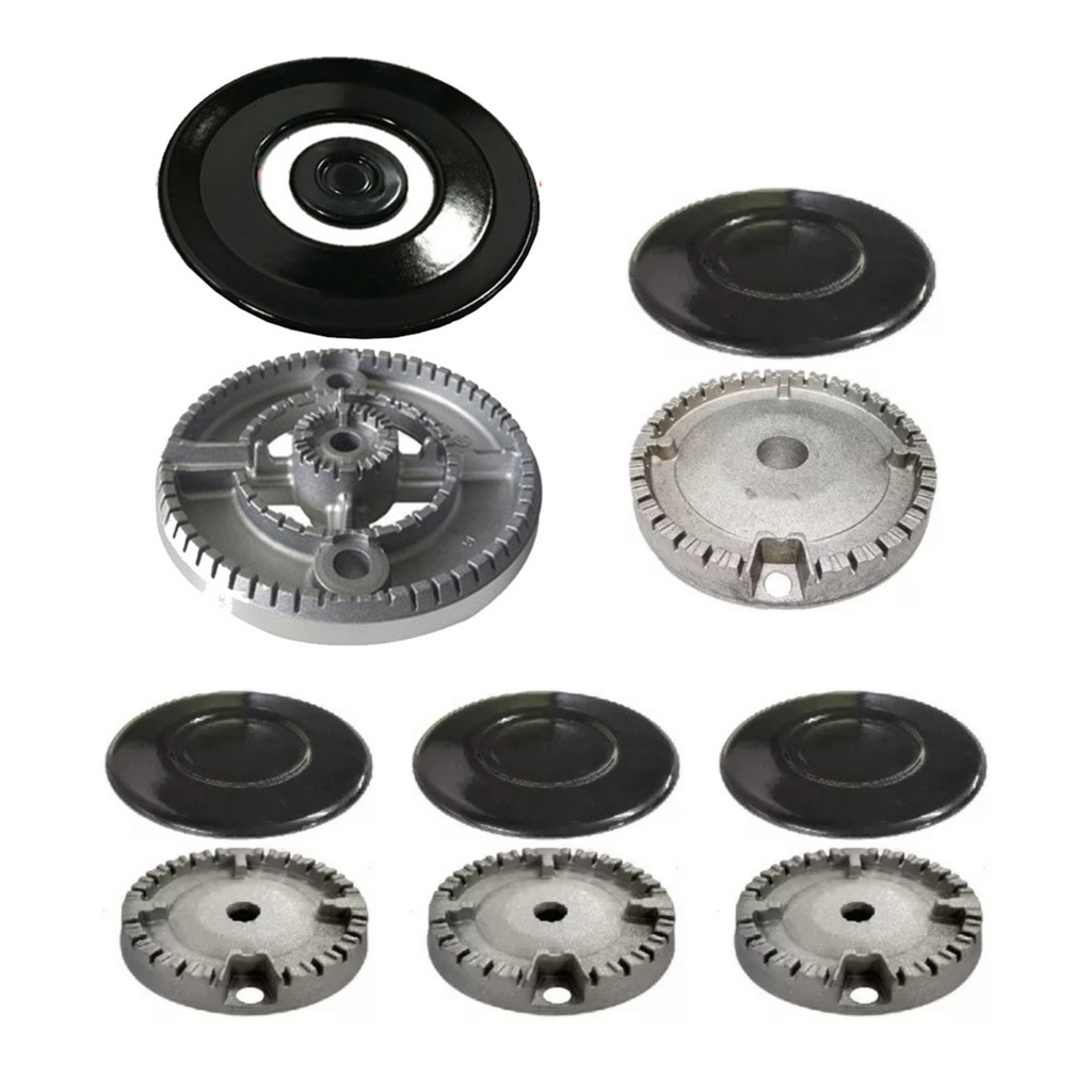 Kit Queimador + Espalhador Fogão Atlas Agile Up Glass 5 Bc 1TC 1G 3P Diâm. do Espalhador Tc 13,8 - Md 10,0 - Pq Ø 7,0 Cm