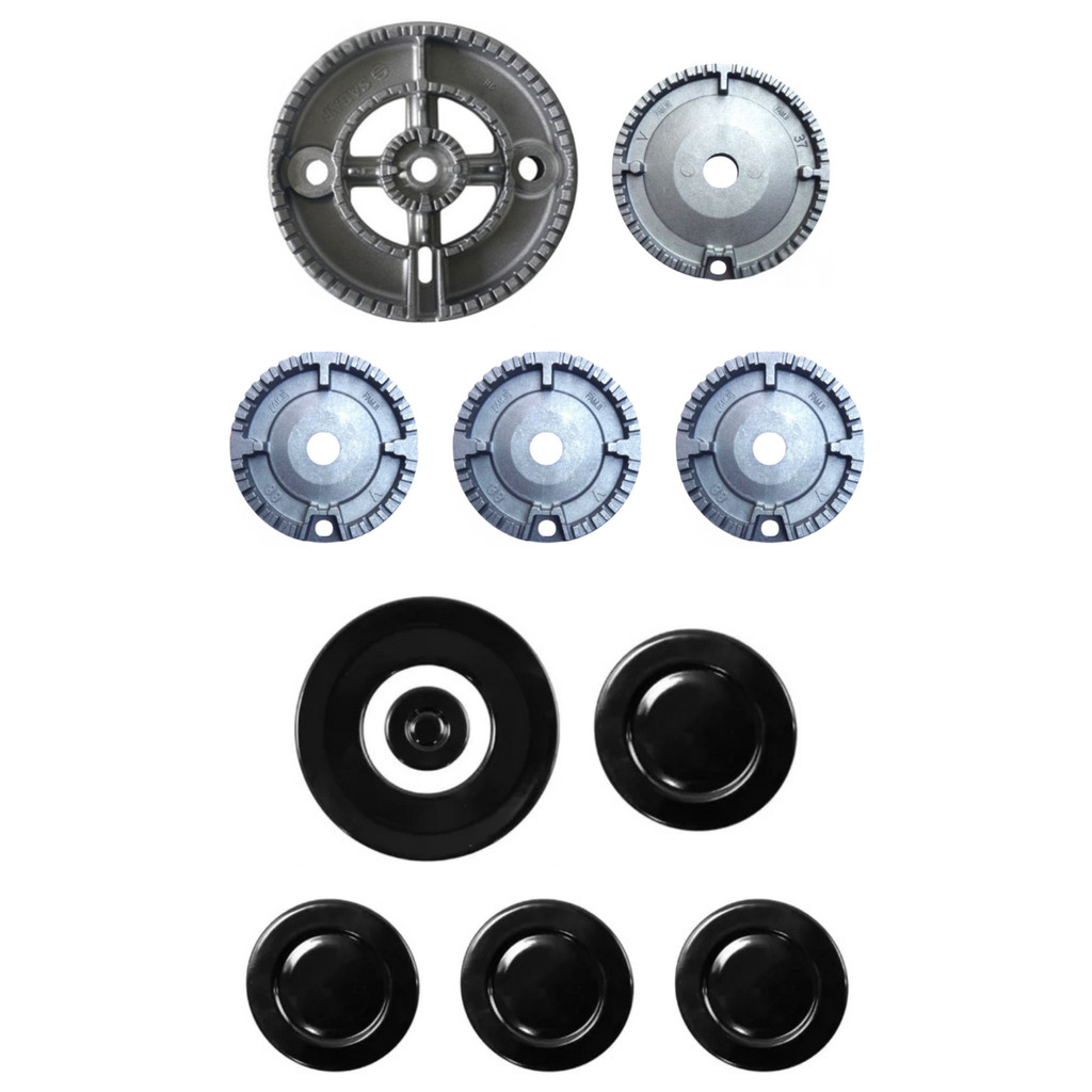 Kit Queimador + Espalhador Fogão Atlas U.Top Glass 5 Bc 1TC 1G 3M Diâm do Espalhador Tc Ø 13,8 - Md Ø 10,0 - Pq Ø 7,5 Cm
