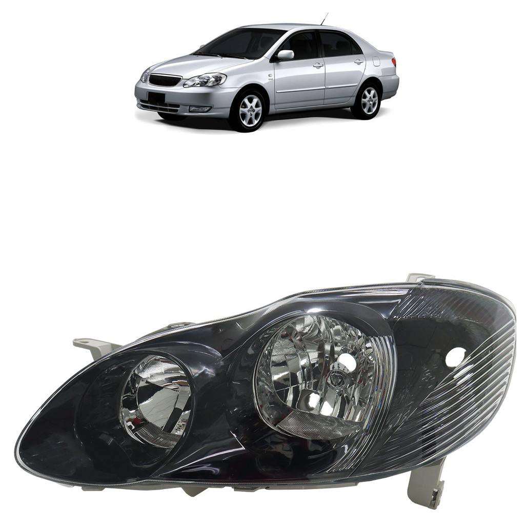 Farol Dianteiro Corolla 2003 2004 2005 2006 2007 Máscara Negra Lente Lisa Acrílico