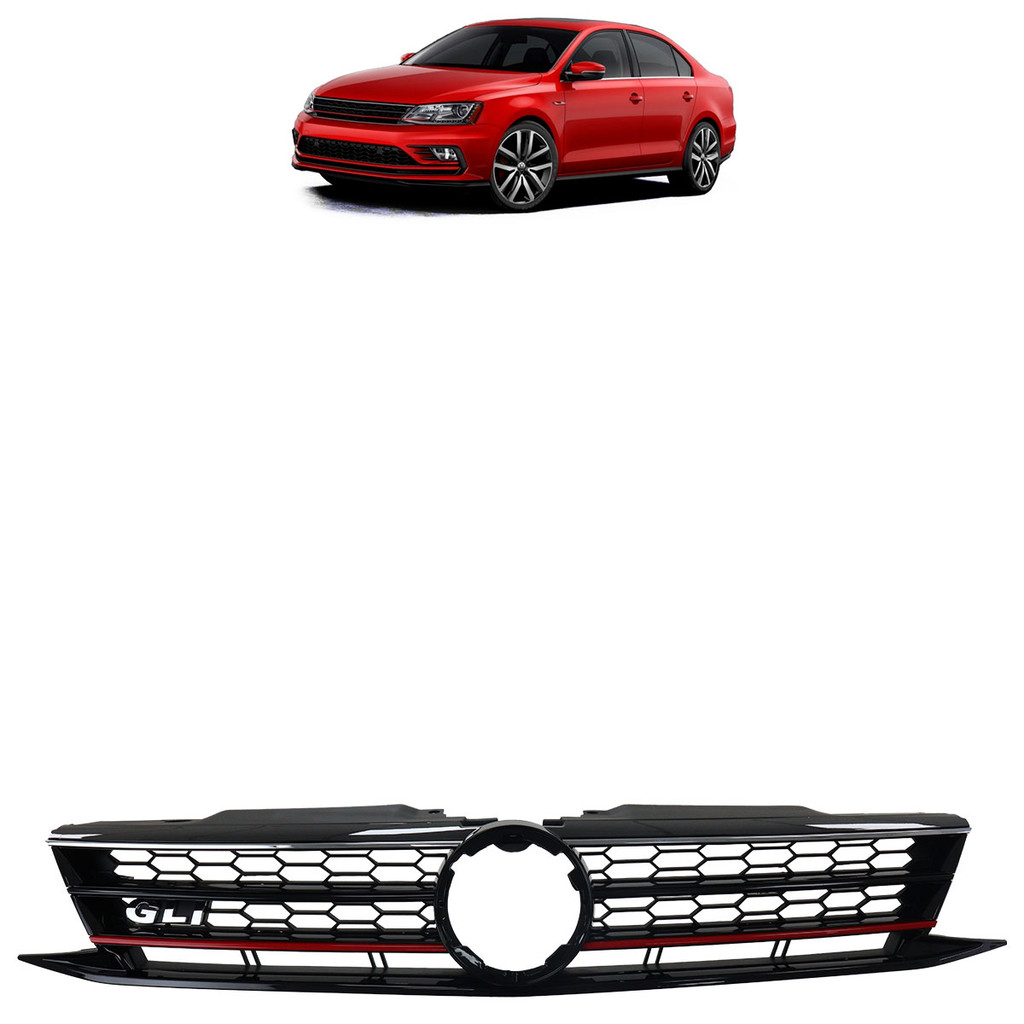 Grade Dianteira Jetta GLI 2015 2016 2017 Black Piano Friso Vermelho em Oferta na Shopee