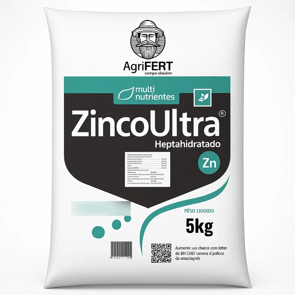 5Kg Adubo Fertilizante Sulfato de Zinco Ultra Solúvel para Hidroponia Frutas e Legumes