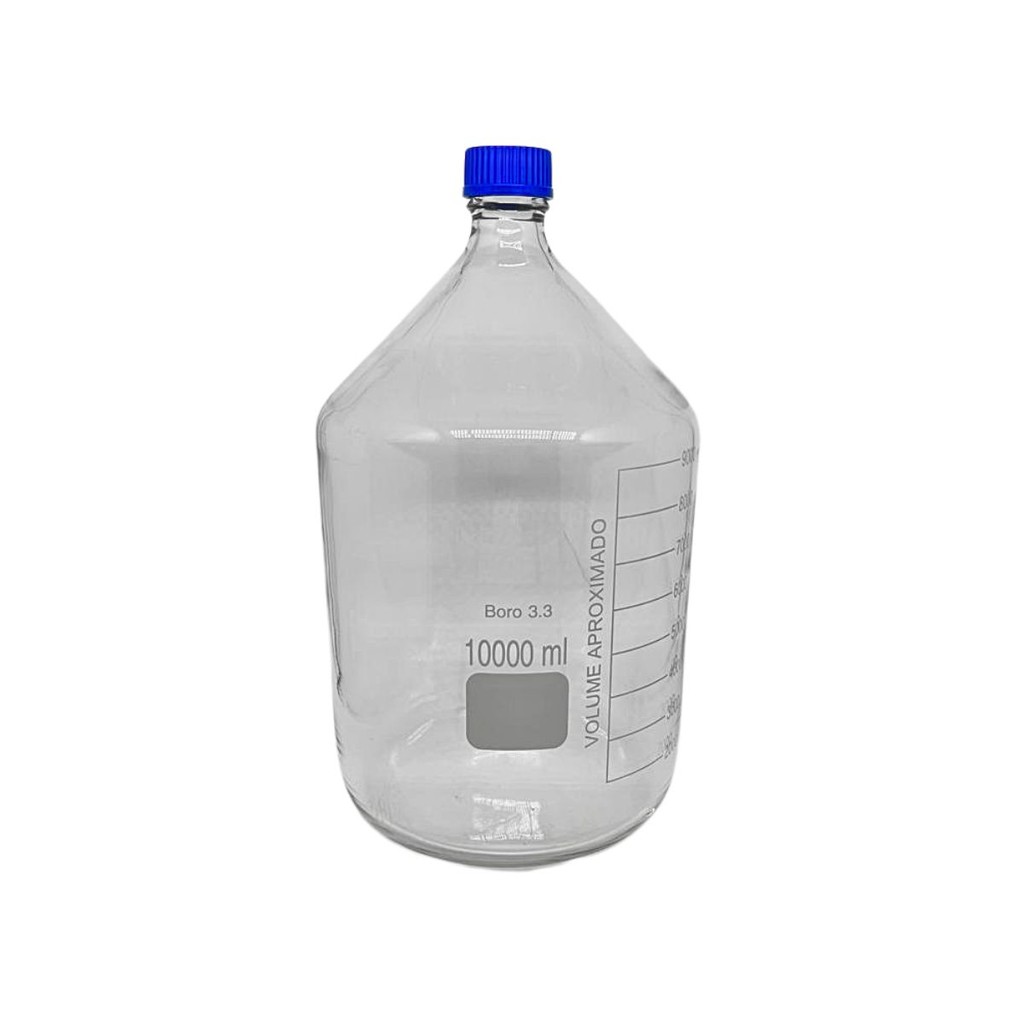 Frasco Reagente Vidro Boro 3.3 com Tampa Rosca 10.000ml