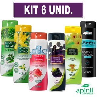 KIT 6 Sabonete Intimo Feminino 200ml APINI - Fragrâncias SORTIDAS SEX SHOP em Oferta na Shopee