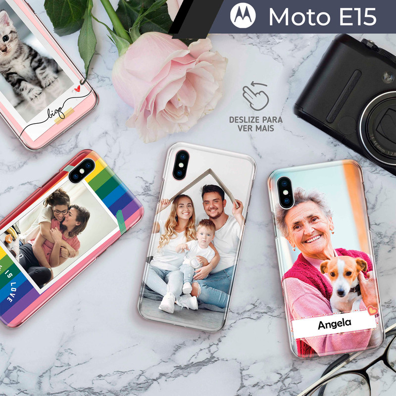 Capa/Capinha - Motorola Moto E15 - Personalizada com Foto e Nome para casal e pr